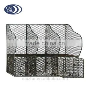 Wall Mount Metal Wire Mesh Storage Organizer With Drawers thumbnail-1