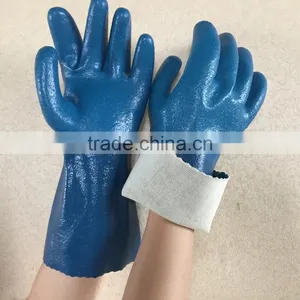 NMSAFETY Cotton Liner Long Cuff Nitrile Fully Coated Gloves thumbnail-1