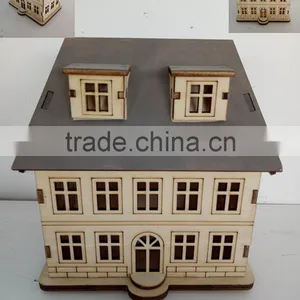Christmas Wood Laser Engraved Lighted House Ornament thumbnail-1