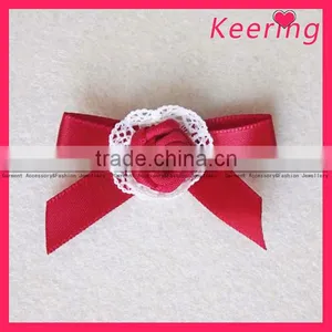 Red Color Satin Flower Bows WFL-003 thumbnail-1