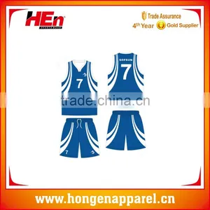 Hongen Apparel Sublimation Printing Lycra Fabric Best Basketball Jersey Design thumbnail-1