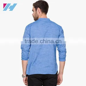 Men's Clothing Long Sleeve Blue Striped Kurta thumbnail-4