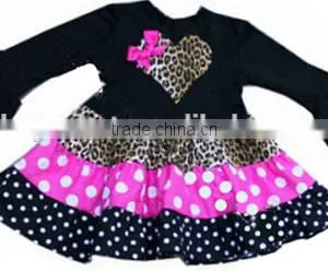 Kids Clothes Summer 2014 Baby Girls Cotton Casual Dress Children's Winter Leopard Dots Dress Girls Long Sleeve Pettidress thumbnail-1