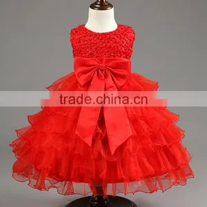 Elegant Girl Dress Girls 2015 Summer Fashion Pink Lace Party Flower Princess Wedding Dresses Baby Girl Dress thumbnail-1