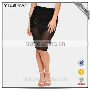 Popular Ladies Knee - Length Hollow Out Midi Short Skirt Designs Lace Skirts Women thumbnail-2