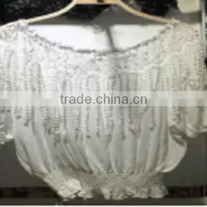 2017 In-Stock Items European Style Soft New Fashion Women Chiffon Blouse With Lace Hem Sleeves thumbnail-2