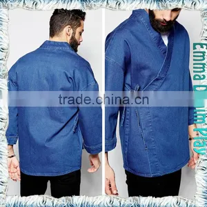 Fashion Thin Blue Denim Tops Cotton Half Sleeve Coats for Mens Jackets thumbnail-3