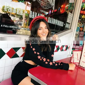 B40999A 2017 Autumn Fashion Crop Tops Women Short Star Sweatshirt thumbnail-5