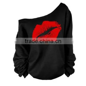 Lip Printed Women Blouse One Shoulder Blouses Spring Summer Shirts Blusas Mujer thumbnail-2