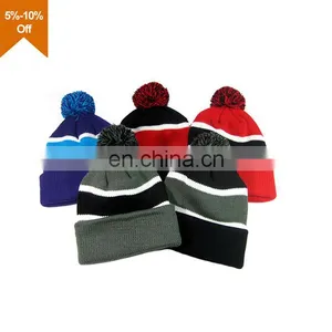 Custom Pom Pom Beanie Hat, Plain Knit Hat/cap With Custom Labels thumbnail-1