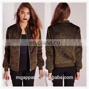 Custom Luxe Khaki Wool Bomber Jacket Winter Wholesale Low Price OEM thumbnail-1
