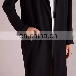 China Factory Custom Fashionable Women Black Color Long Style Wool Coat Women Warn Winter Coat thumbnail-4