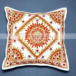 Sequins Patches Cushion Cover,Khambria Cushion Cover, Chikan Work Cushion Cover thumbnail-6