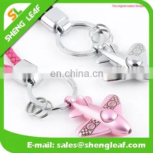 Creative Pink Airplane Shaped Metal Keychain for Girls thumbnail-1