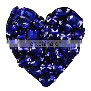 Hot!!! Beaded Crystal Navy Heart Patches Badges For Clothing thumbnail-2