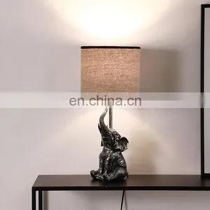 Wholesale Modern Customized Modern Hotel Desk Light Luxury Sliver Elephant Shape Resin Bedroom Bedside Table Lamp thumbnail-5