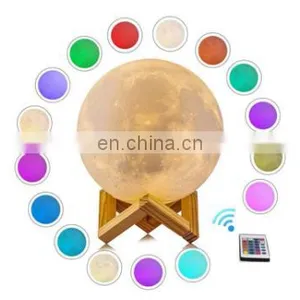 Newish Modern Desk Wood Holder Christmas Decor Magnetic Rechargeable Custom Led Lunar Shape Night Starry SKY 3D Moon Lamp Light thumbnail-2