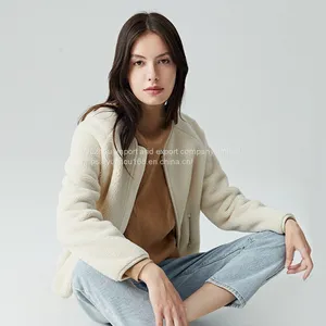 21 Autumn and Winter New Round Collar Leisure Zipper Women's Coat thumbnail-3