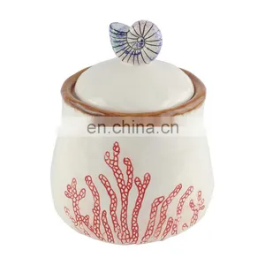 White Ceramic Kitchen Coffee Canister With Lid thumbnail-1