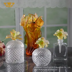 2022 New Creation Instagram Novelty Clear Crystal Glass Sandalwood Container Flower Lid Jewelry Sundries Box thumbnail-4
