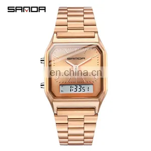 SANDA 747 Simple High Quality Digital Quartz Watch For Man Stainless Steel Time To Showed Luminous Fashion Watches Men thumbnail-5