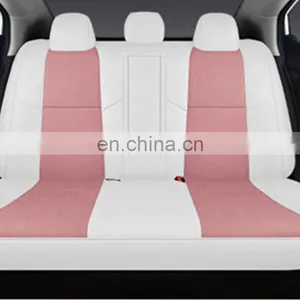 Fast Supplier Stain Resistant White Pink Standard Breathable Real True Genuine Leather Universal 9d 5d Car Seat Cover Kit thumbnail-1