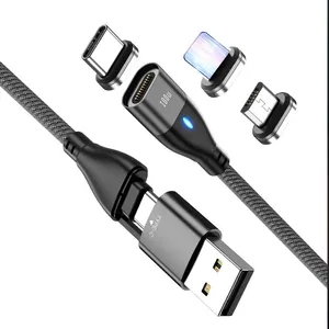 Amazing Nylon Braided 6 in 1 Magnetic USB C to Type C Cable PD100W Charging Cable Micro USB I-Product Data Line for Tablet Phone thumbnail-1