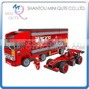 Mini Qute F1 Flame Racing Car Motorcycle Kart Truck Action Figure Plastic Model Building Block Brick Educational Toy NO.26703 thumbnail-1