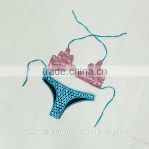 2016 HOT Lovely Girl Swimming Mermaid Swimwear Micro Mini Bikini Bathing Suit Swimsuit Beach Wear Shell Bikini Top thumbnail-2