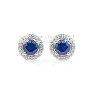 Fancy Couple 925 Silver Jewelry Blue Sapphire Studs Earrings for Women Fashion Accessories thumbnail-1