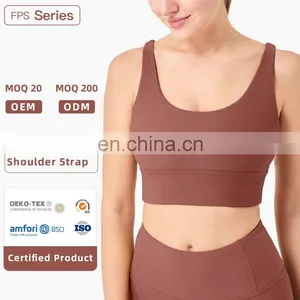 Plus Size Sports Bra for Women Ribbed U Neckline Sexy Square Back Custom Sport Bra Top Fitness thumbnail-1