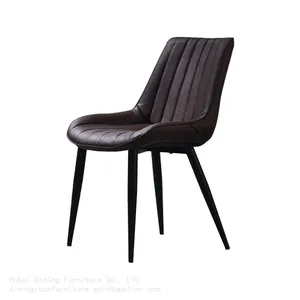 Leather Dining Chair Large Seat Cushion Black Wooden Legs DC-U08 thumbnail-1