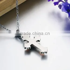 Factory Direct Selling Titanium Steel Rose Gold Plated Multilayer Cross Chain Necklaces thumbnail-3