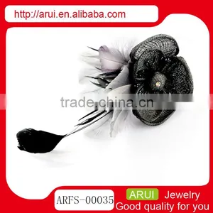 China Factory Direct Elegant Ladies Lace Feather Brooch Hairpins thumbnail-1