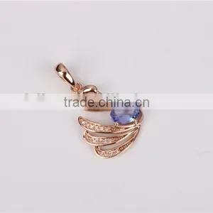 Newest Arrivaling High Quality Gold Swan Pendant With Tanzanite thumbnail-2