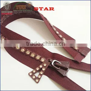 Decorative Plastic Rhinestone Zippers for Handbags thumbnail-2