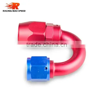 Aluminum Oil Cooler Fitting 180 Degree Resuable Hose End Fuel Line Hose End Fitting Adaptor Blue and Red 40-180-10 thumbnail-4