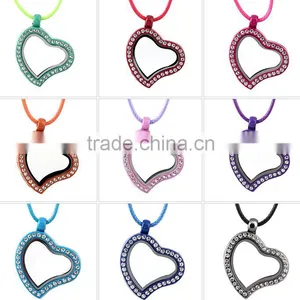 New Design Colorful Heart Living Glass Locket Lady Jewelry Low Moq thumbnail-1