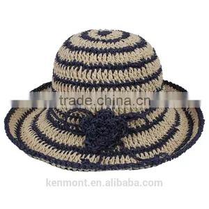 Fashion Ladies Summer Promotional Cheap Beach Hat Paper Straw Hat thumbnail-2