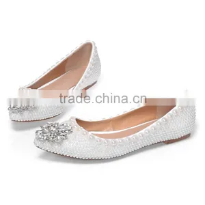 2015 Flat Shoes Women Casual Summer Flat Wedding Shoes Diamond Bridal Shoes With Pearl Upper thumbnail-2