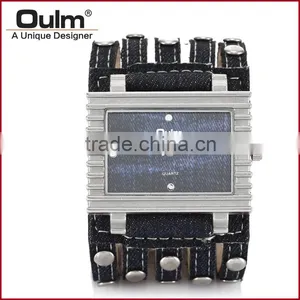 New Design Oulm Denim Fabric Watch Straps Big Wrist Watch 2015 thumbnail-1