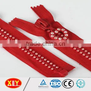 Fashion Garments Red Tape Plastic Rhinestone Zipper thumbnail-1