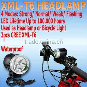 4000lm Bicycle Light Lamp LED 8.4V 3x CREE XM-L XML T6 Headlight Headlamp thumbnail-2