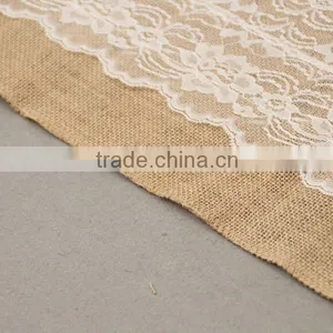 30*275cm Extra Large Burlap Tablecloth With Lace,Jute Burlap Trimming For Decoration thumbnail-4