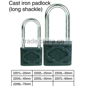 Long Shackle Black Color Cast Iron Padlock thumbnail-1