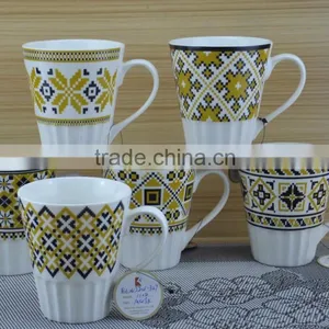 11OZ Palace Flowers Decal Printed Coffee Cups, Shiny Surface New Bone China Mug, KL5004-351 thumbnail-6