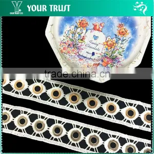 Silver Or Gold 10MM White Polyester Lace Metal Grommet Eyelet Trimming thumbnail-1