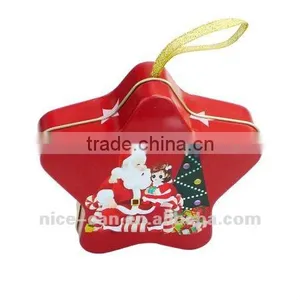 Lovely Printing Christmas Star Shape Gift Tin Box/Christmas Decoration for Candy/sweet thumbnail-2