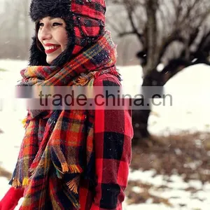 Best Selling 2015 Winter Popular Plaid Blanket Custom Scarf thumbnail-3