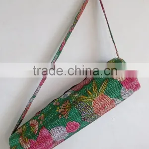 Satchel Shoulder Bag Hippie Embroidery Yoga Bag Kantha Yoga Bag Unisex Shoulder Bag Traditional Yoga Mat Bag Indian Ethnic Bag thumbnail-1